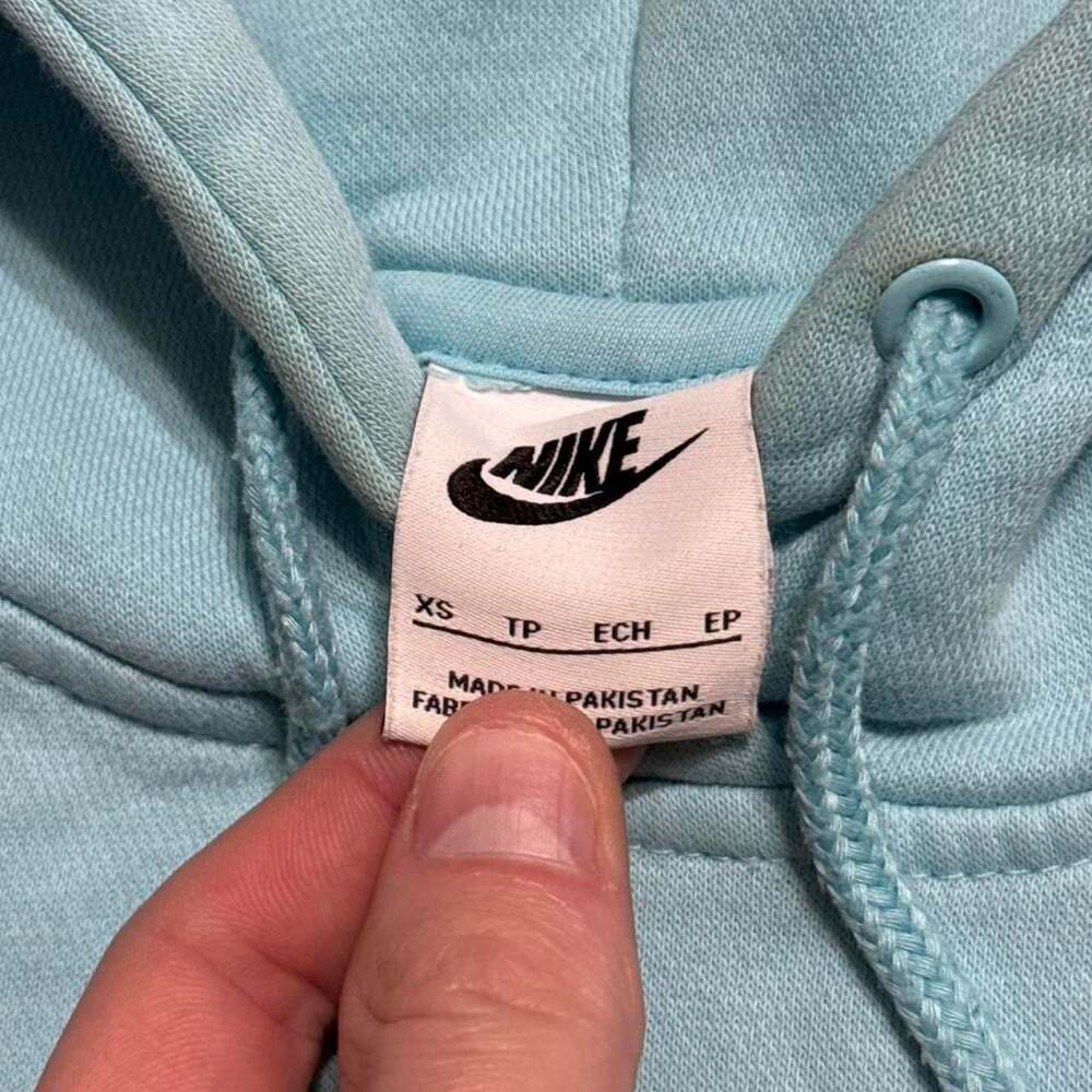 Nike Pastel Light Blue Embroidered Mini Swoosh Pullover Hoodie XS - Picture 4 of 6